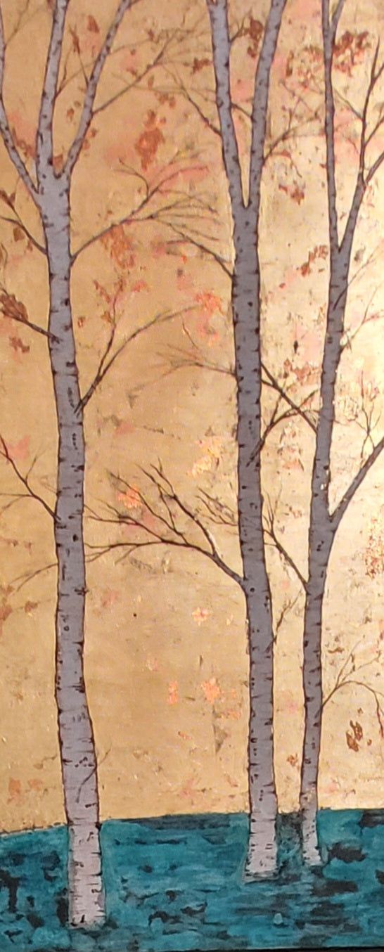 "Shimmer" Series of Gold and Copper Birch Trees