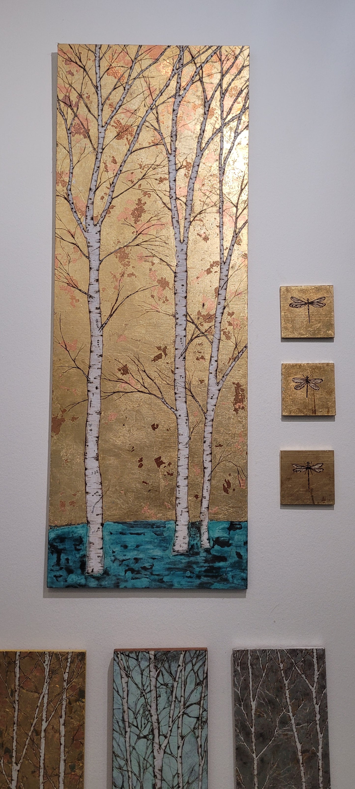 "Shimmer" Series of Gold and Copper Birch Trees