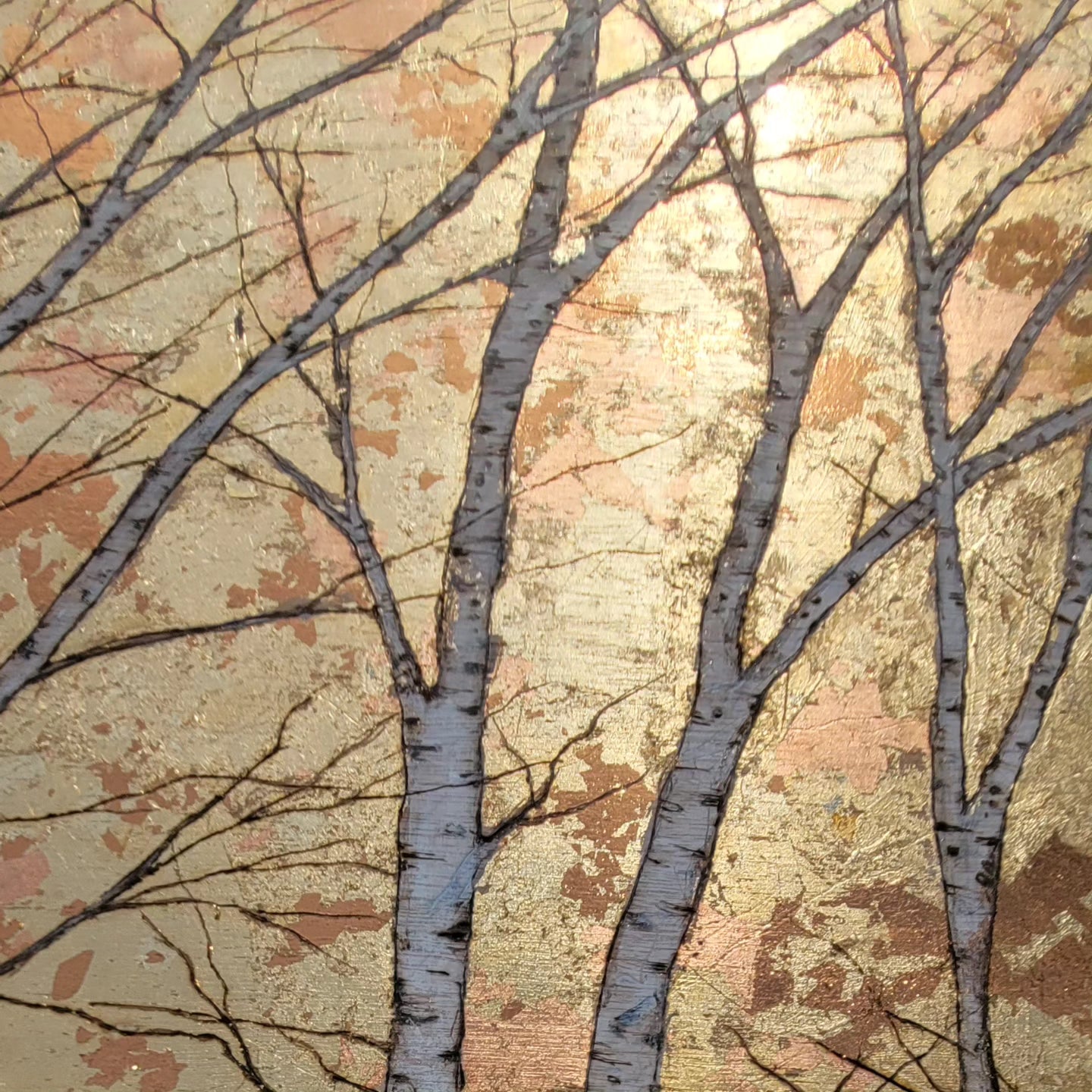 "Shimmer" Series of Gold and Copper Birch Trees